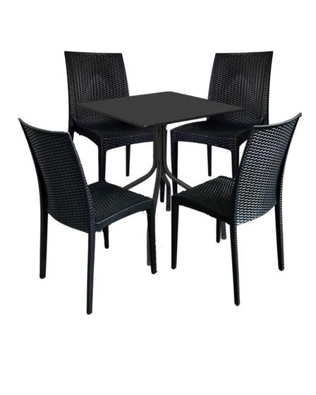 Imagem de Jogo de Moema 70x70 Preta com 4 Cadeiras Rattan Preta