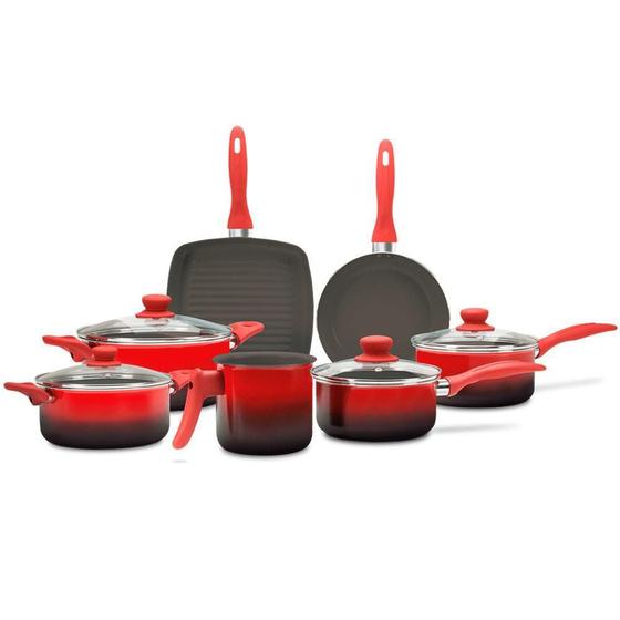 Imagem de Jogo de Panela Brinox Cerâmic Life Smart 7Pçs 2.0mm Vermelho - 4789/103