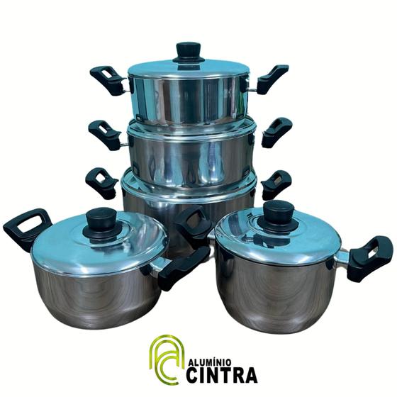 Jogo de Panela Caçarola Super Polida Alta Alumínio Grosso 2mm 5 peças - Fábrica Atacado - ALUMINIO CINTRA Imagem de Jogo de Panela Caçarola Super Polida Alta Alumínio Grosso 2mm 5 peças - Fábrica Atacado