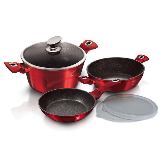 Jogo de Panelas 6 peças Vermelho Burgundy Berlinger Haus Frigideiras Caçarola Fogão Cooktop Indução Aço Inox Antiaderente Menor preço em Jogo de Panelas 6 peças Vermelho Burgundy Berlinger Haus Frigideiras Caçarola Fogão Cooktop Indução Aço Inox Antiaderente