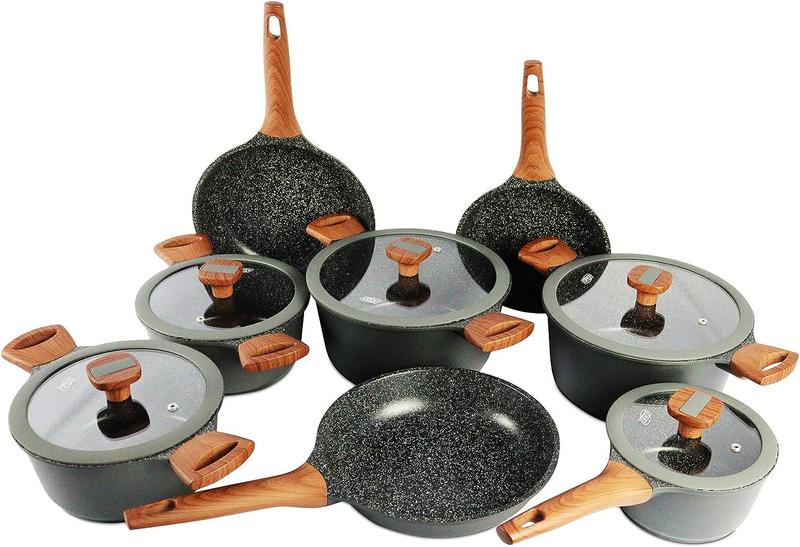 Jogo de Panelas 8 Peças Titanium Plus Antiaderente Granito Bkza Menor preço em Jogo de Panelas 8 Peças Titanium Plus Antiaderente Granito Bkza