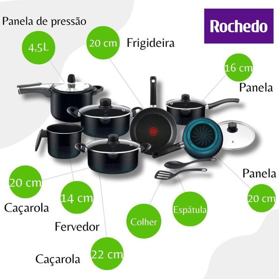 Imagem de Jogo De Panelas 9 Peças Smart Rochedo CR9P - Preto 