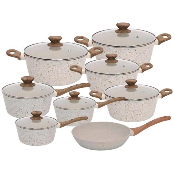 Jogo de Panelas Antiaderente Ceramica Cooktop Fogão Indução Kit 8 Peças ...
