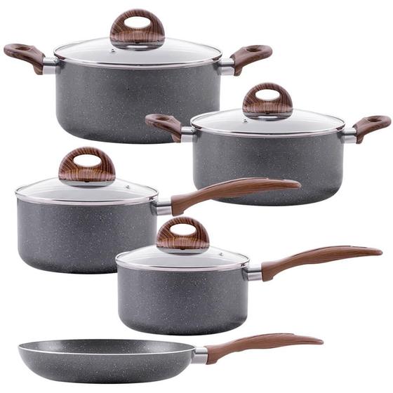 Jogo de Panelas Antiaderente de Indução Ceramic Life Smart Plus Granito 5 Peças - Brinox Menor preço em Jogo de Panelas Antiaderente de Indução Ceramic Life Smart Plus Granito 5 Peças - Brinox