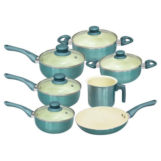 Jogo de Panelas Antiaderente Genebra Royal 7 Peças - Casambiente AL039-R Menor preço em Jogo de Panelas Antiaderente Genebra Royal 7 Peças - Casambiente AL039-R
