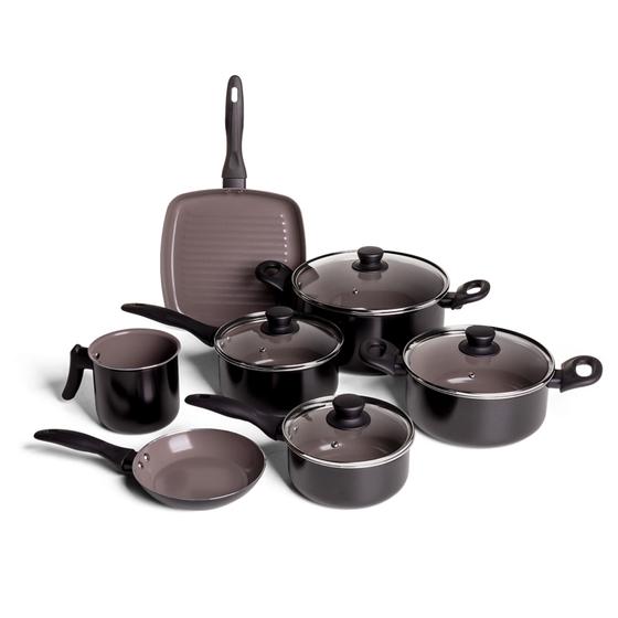 Jogo de Panelas Brinox Ceramic Life Easy 7 Peças Preto Imagem de Jogo de Panelas Brinox Ceramic Life Easy 7 Peças Preto