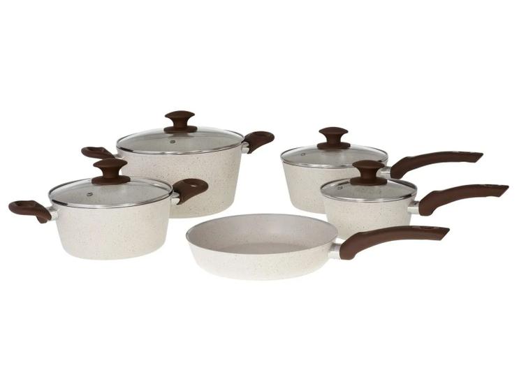 Jogo de Panelas Brinox Cerâmico de Alumínio Vanilla 5 Peças Optima Essentials Ceramic Life