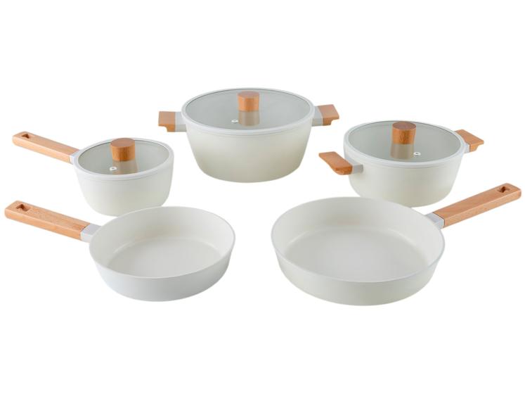 Jogo de Panelas Brinox Revestimento Cerâmico Creme 5 Peças Ceramic Life Nordic