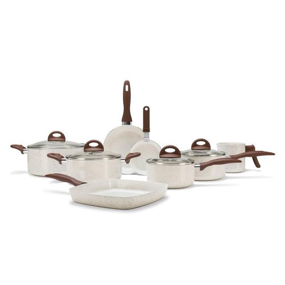 Jogo de Panelas com Tampo Conjunto 8 Peças Smart Plus Brinox Vanilla Menor preço em Jogo de Panelas com Tampo Conjunto 8 Peças Smart Plus Brinox Vanilla