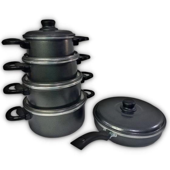 Jogo de panelas completo com frigideira grande color reforçado para sua cozinha Menor preço em Jogo de panelas completo com frigideira grande color reforçado para sua cozinha