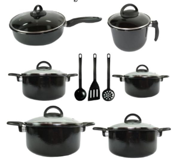 Jogo de panelas esmaltada 9 peças cerâmica cooktop indução tampa de vidro Menor preço em Jogo de panelas esmaltada 9 peças cerâmica cooktop indução tampa de vidro