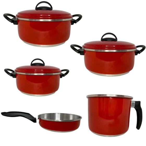jogo de panelas frigideira caneco caçarola aluminio resistente 5 peças super oferta é boa?