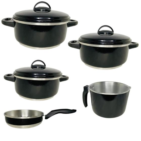 jogo de panelas frigideira caneco caçarola aluminio resistente 5 peças super oferta é boa?