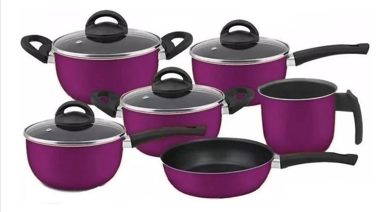 Jogo De Panelas Marpal Antiaderente 06 Peças Roxo Púrpura - Aluminio ...
