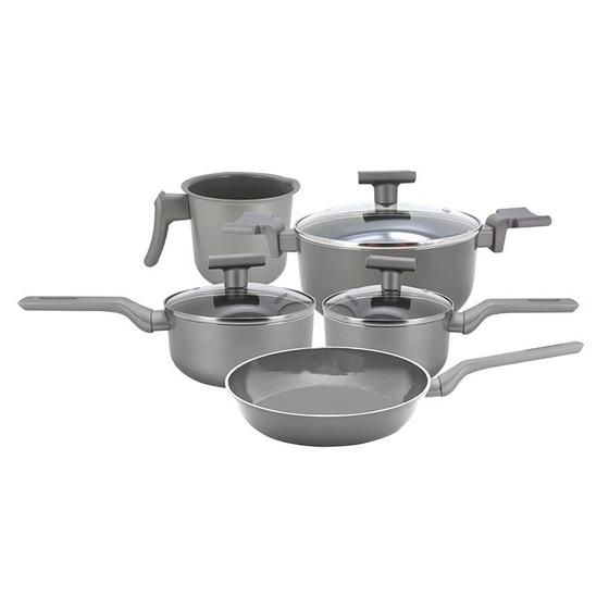 Jogo De Panelas Sartin Tampa De Vidro Com Revestimento Cerâmico 5 ou 7 Peças Soft Touch Menor preço em Jogo De Panelas Sartin Tampa De Vidro Com Revestimento Cerâmico 5 ou 7 Peças Soft Touch