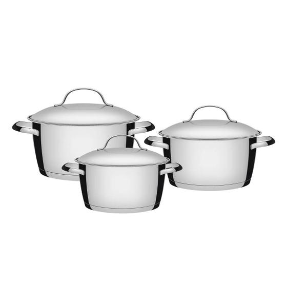 Jogo de Panelas Tramontina Allegra Aço Inox Inducao 3 peças Menor preço em Jogo de Panelas Tramontina Allegra Aço Inox Inducao 3 peças