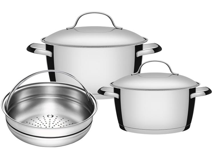 Jogo de Panelas Tramontina Inox 3 Peças 65660/260 Allegra Menor preço em Jogo de Panelas Tramontina Inox 3 Peças 65660/260 Allegra