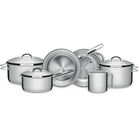 Jogo De Panelas Tramontina Inox C/ Fervedor Solar 6 Pç Menor preço em Jogo De Panelas Tramontina Inox C/ Fervedor Solar 6 Pç