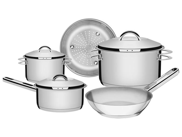 Jogo de Panelas Tramontina Inox Fundo Triplo 5 Peças Solar