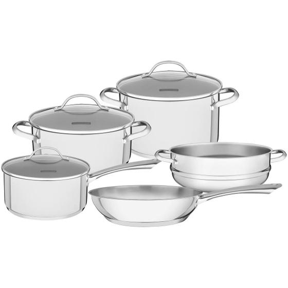 Imagem de Jogo De Panelas Tramontina Inox Fundo Triplo Una 5 Pç
