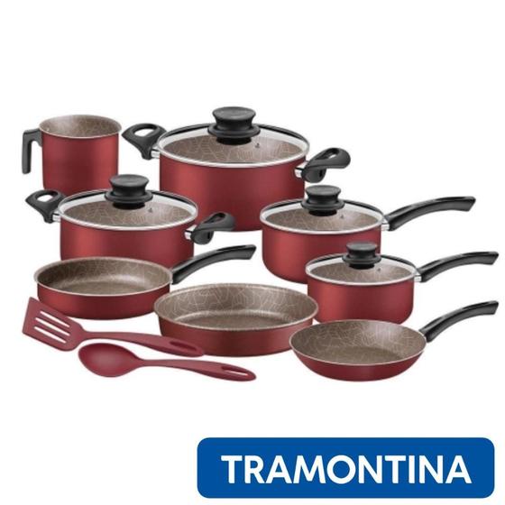 Imagem de Jogo de Panelas Tramontina Paris 10 Peças  Alumínio com Revestimento Interno e Externo Antiaderente Starflon Max