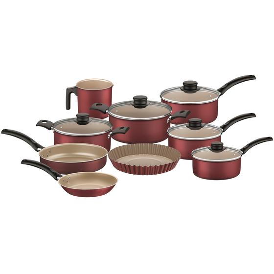 Menor preço em Jogo de Panelas Tramontina Turim Antiaderente 9 peças Vermelho