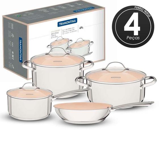 Jogo De Panelas Tramontina Una Ceramic 4 Pçs C/ Fundo Triplo - Jogo de ...