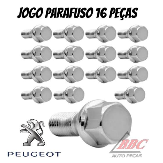 Imagem de Jogo De Parafusos Cromados Peugeot Citroen / 206 207 208 307 C3 C4