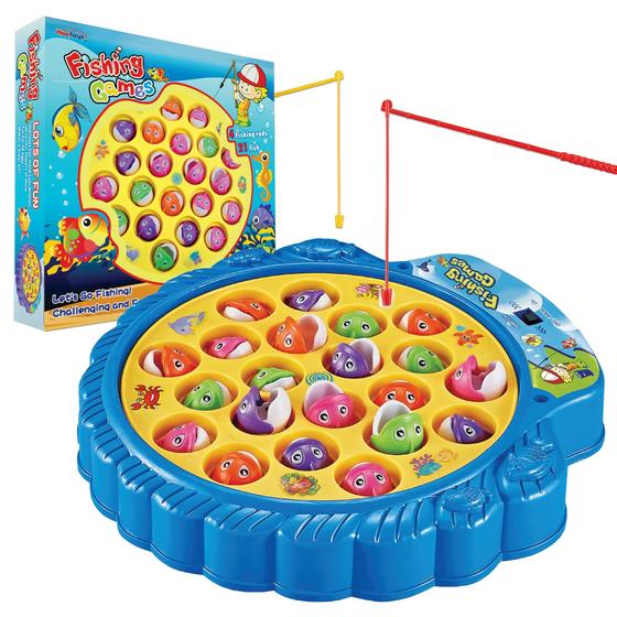 Imagem de Jogo de pesca Conjunto de jogos de pesca Haktoys com 21 peixes e 4 varas