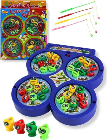 Imagem de Jogo de Pescaria Infantil Maluca Pega peixe Brinquedo com 4 Varinhas 32 Peixinhos Diversão Crianças e Adultos Presente Jogos para Meninas