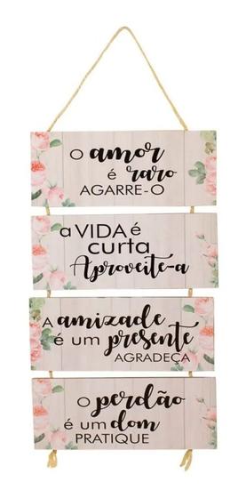 Imagem de Jogo De Placas Em Madeira Com Corda 4 Peças Com Mensagens