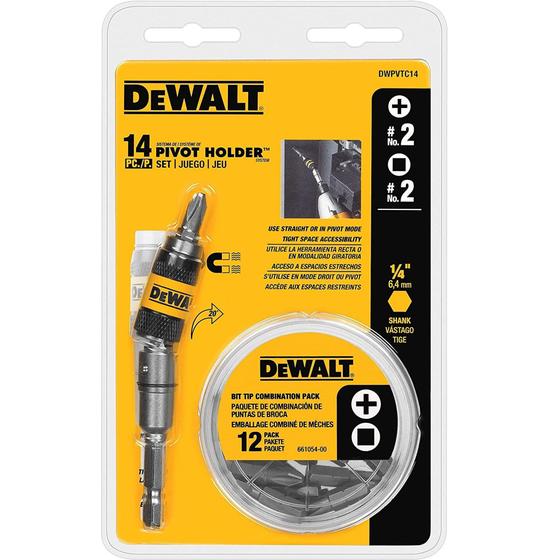 Jogo de Ponta Bit 1/4 C/ Adaptador Angular (14PCS) DEWALT - 14304 Menor preço em Jogo de Ponta Bit 1/4 C/ Adaptador Angular (14PCS) DEWALT - 14304