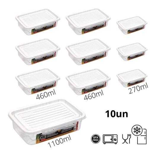 Jogo de Potes Kit 10 Pote Hermetico Alimentos Marmita Fit c/ Travas Microondas Freezer Menor preço em Jogo de Potes Kit 10 Pote Hermetico Alimentos Marmita Fit c/ Travas Microondas Freezer