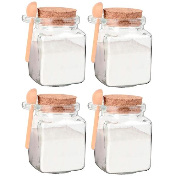 Imagem de Jogo de Potes Porta Tempero de Vidro com Colher 260mL 4 peças Hauskraft