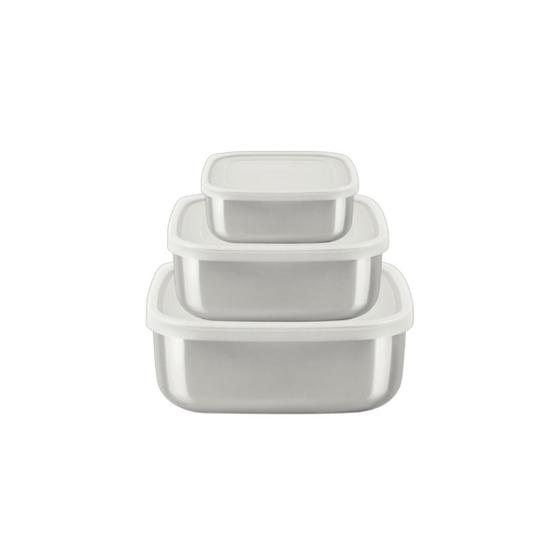 Jogo De Potes Tramontina Freezinox Quadrados com Tampa Plástica 3 Peças Menor preço em Jogo De Potes Tramontina Freezinox Quadrados com Tampa Plástica 3 Peças