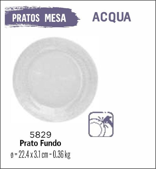 Imagem de Jogo De Prato Acqua 04 Pratos Fundos - Sopa - Vidro