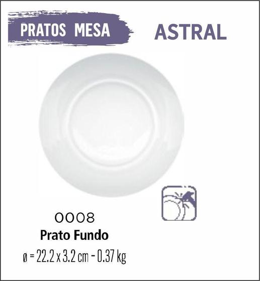 Imagem de Jogo De Prato Astral 04 Pratos Fundo - Vidro 23Cm