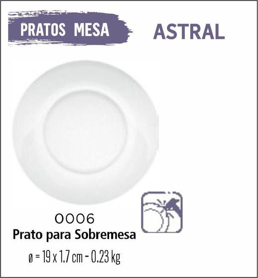 Imagem de Jogo De Prato Astral 06 Pratos Sobremesa - 19Cm Vidro