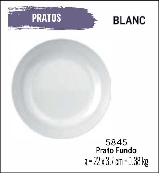 Imagem de Jogo De Prato Blanc 04 Pratos Fundos - Sopa - 22Cm Branco