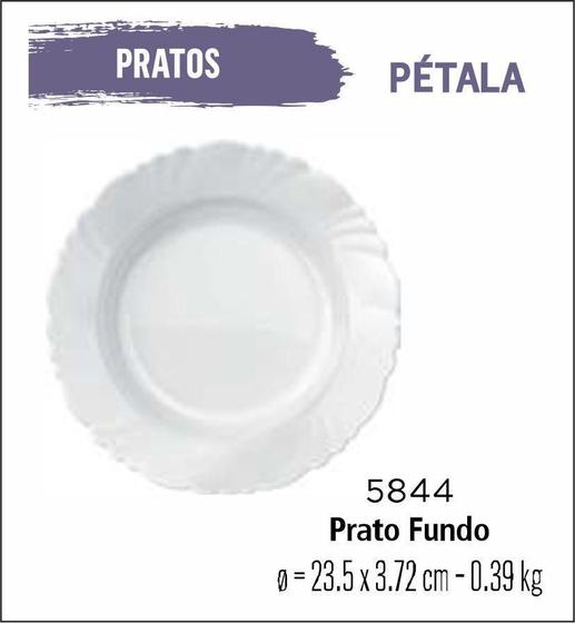 Imagem de Jogo De Prato Pétala 06 Pratos Fundos - Sopa - 23Cm Branco