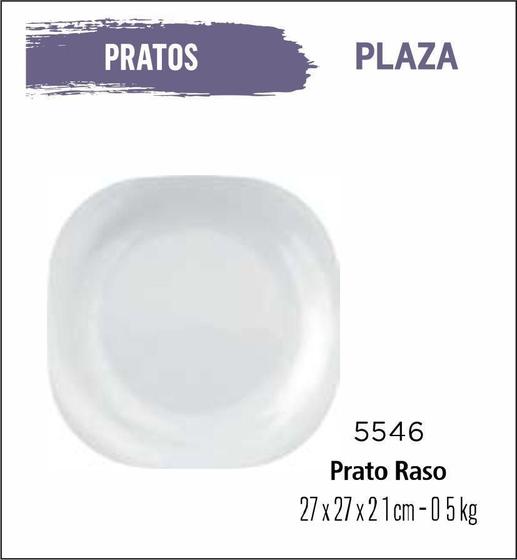 Imagem de Jogo De Prato Pla 12 Pratos Rasos - 27Cm Vidro Branco