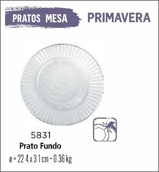 Imagem de Jogo De Prato Primavera 04 Pratos Fundos - Sopa - Vidro