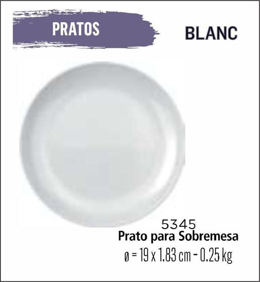 Imagem de Jogo De Pratos Blanc 06 Sobremesa - Lanche -19Cm Branco