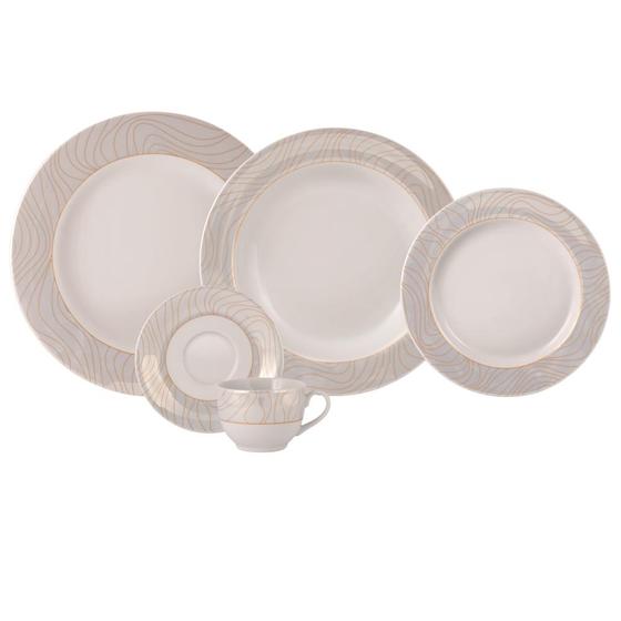Jogo de Pratos e Xícaras 20 Peças Golden Oak Schmidt - Porcelana ...
