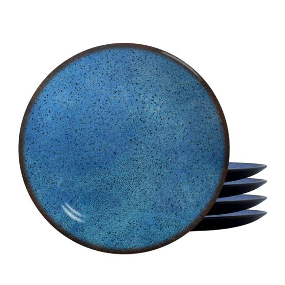Imagem de Jogo De Pratos Fundo Cerâmica Kit 4pcs 25cm Egito Alleanza Azul