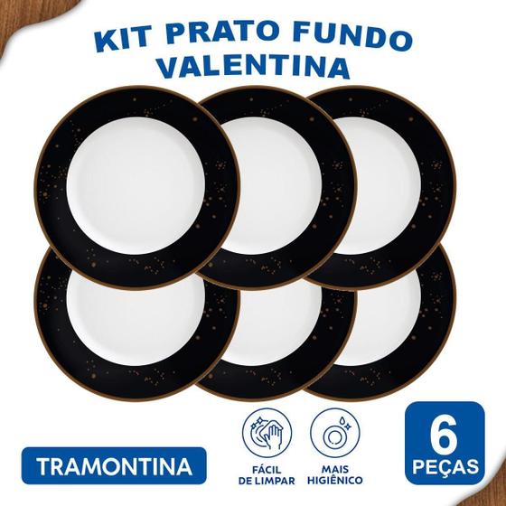 Imagem de Jogo De Pratos Fundos 22 Cm Tramontina Valentina 6 Peças