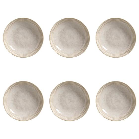 Imagem de Jogo de Pratos Fundos Porto Brasil Linhas Stoneware 6 Unidades