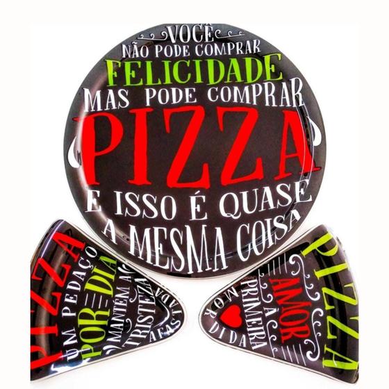 Imagem de Jogo de pratos para pizza decorativos com frase