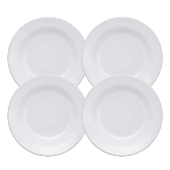 Imagem de Jogo De Pratos Rasos Jantar Refeição Kit 4 Peças 26cm Branco Cerâmica Plus Biona