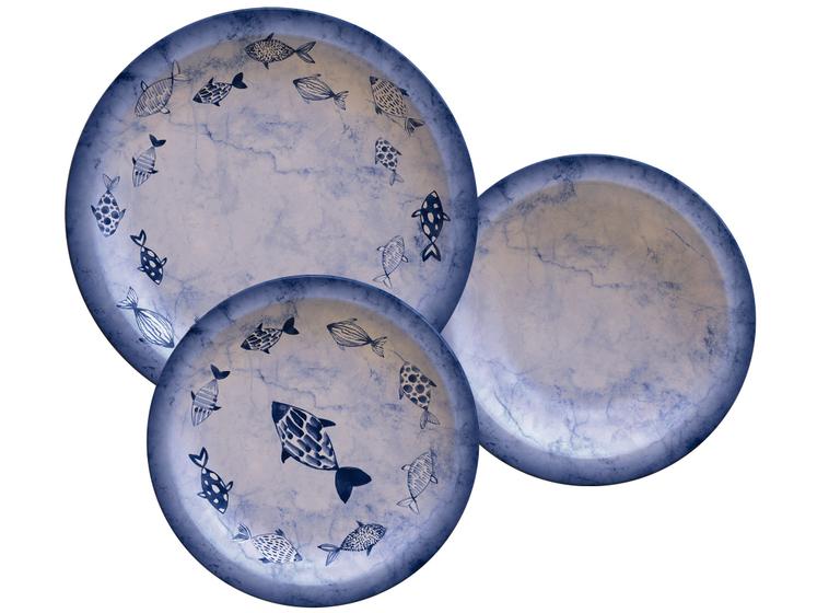 Imagem de Jogo de Pratos Redondo de Porcelana Azul